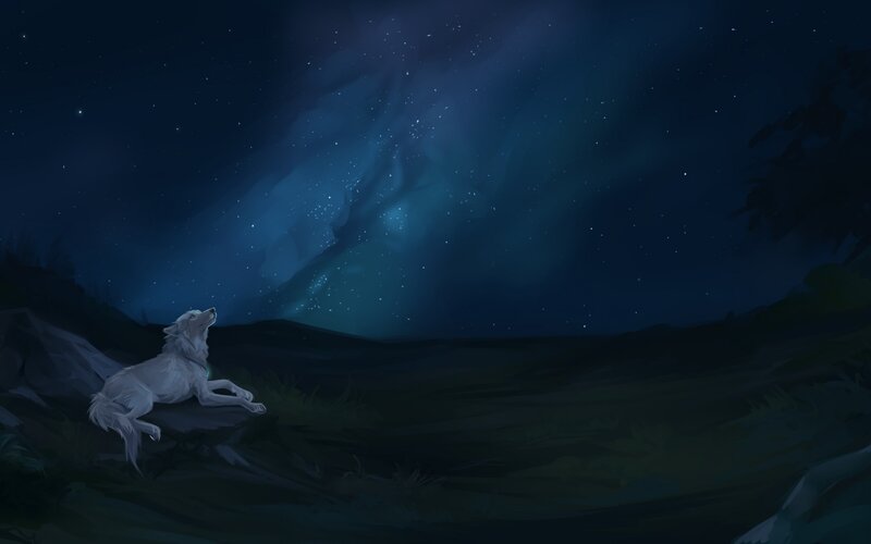 White Wolf Howling — Blue, Serene