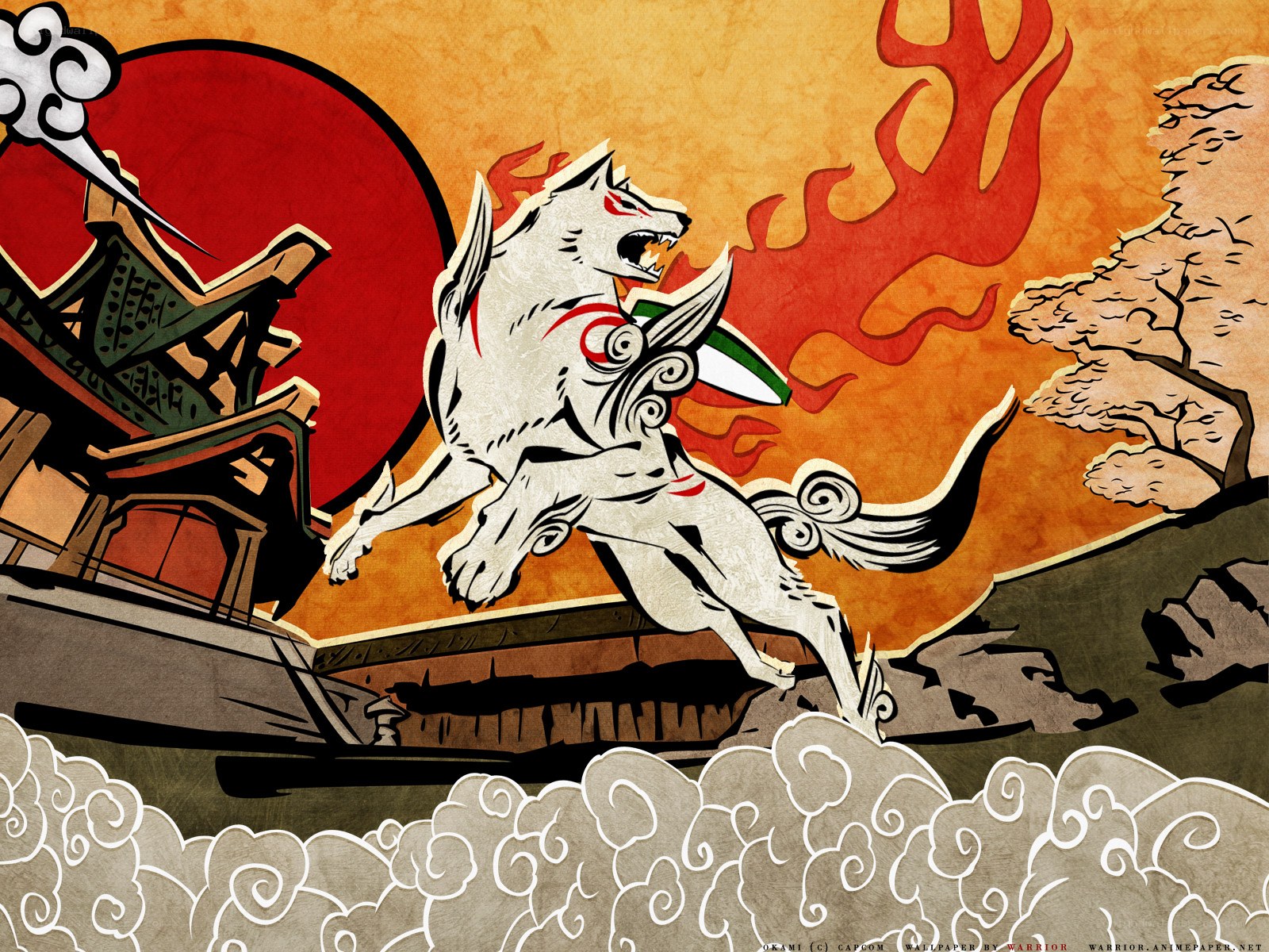White wolf in battle
