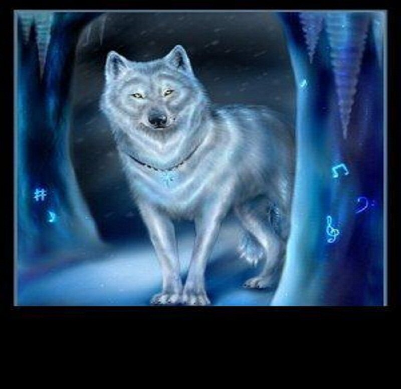 White Wolf in Cave — Blue