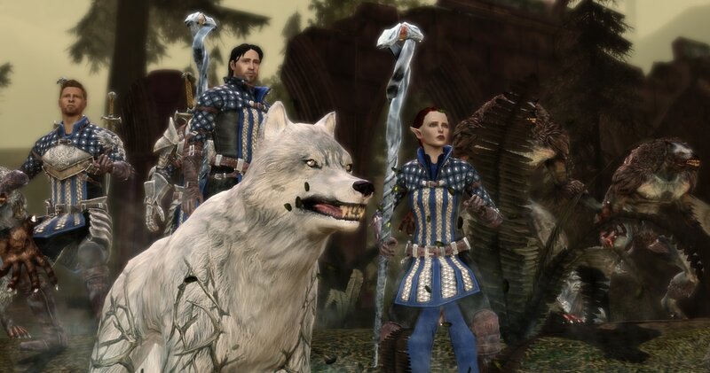White Wolf in Forest — Blue, Dramatic, 3d Render