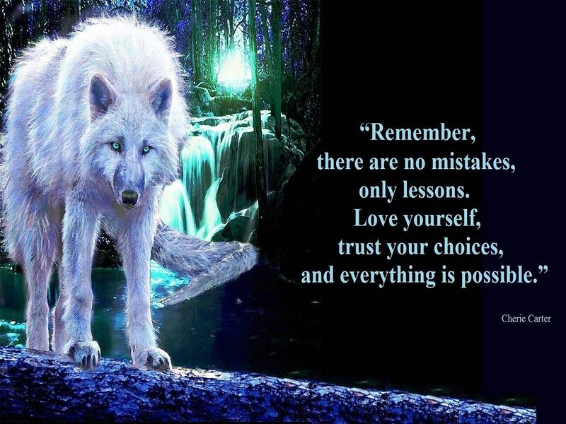 White Wolf in Forest — Blue, Mystical