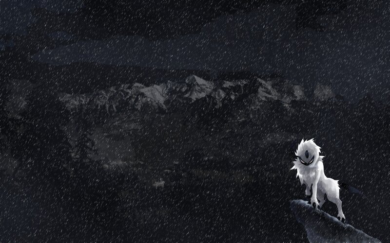 white wolf in storm