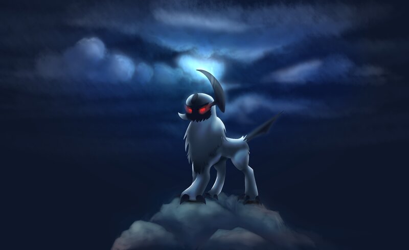 White Wolf-like Creature — Blue, Dramatic