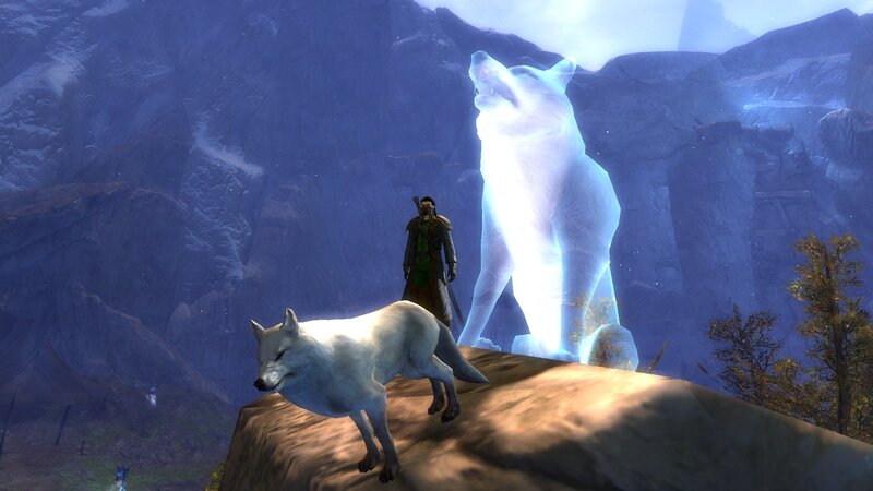 White Wolf on Rock — Blue, Dramatic, 3d Render
