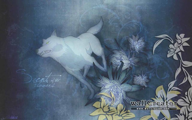 White Wolf Running — Blue, Dramatic