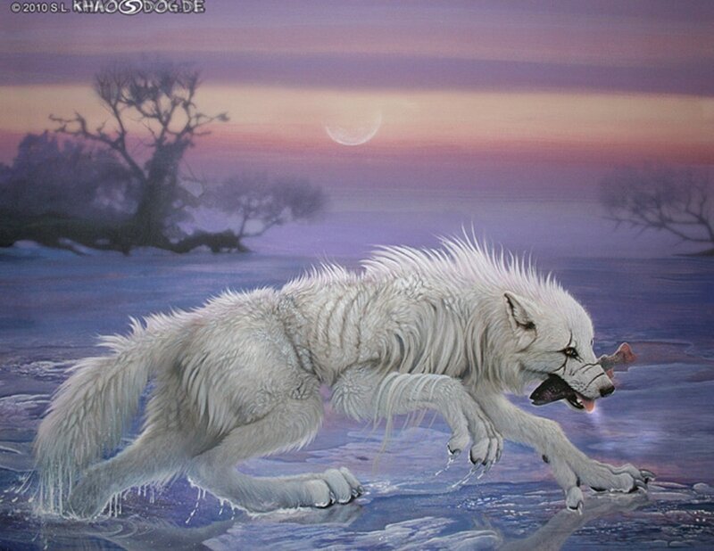 White Wolf Running — Purple