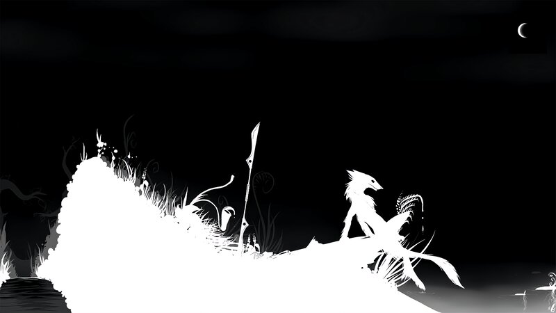 White Wolf Silhouette — Black, Dramatic