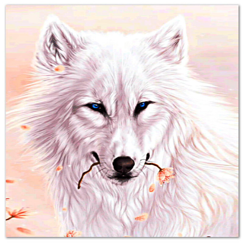 White Wolf with Blue Eyes — Serene, Autumn