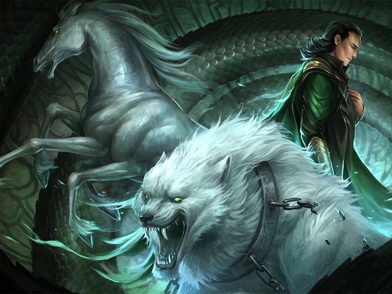 White Wolf with Chains — Green