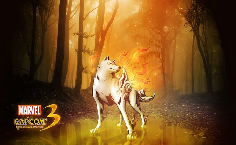 White Wolf with Flames — Orange, Dramatic, Sunset