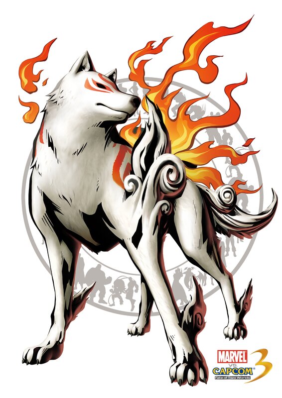 white wolf with flames
