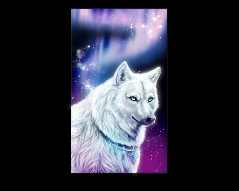 White Wolf with Glowing Eyes