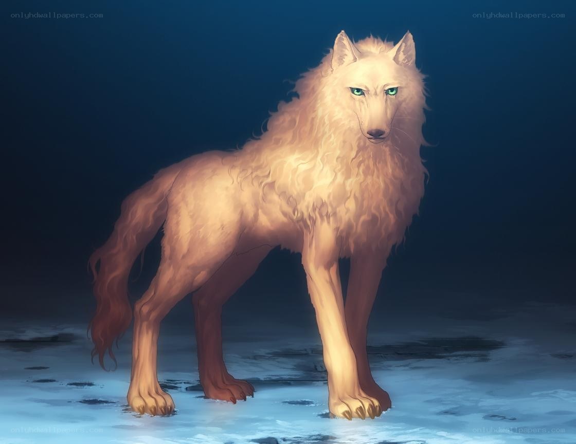 white wolf with green eyes