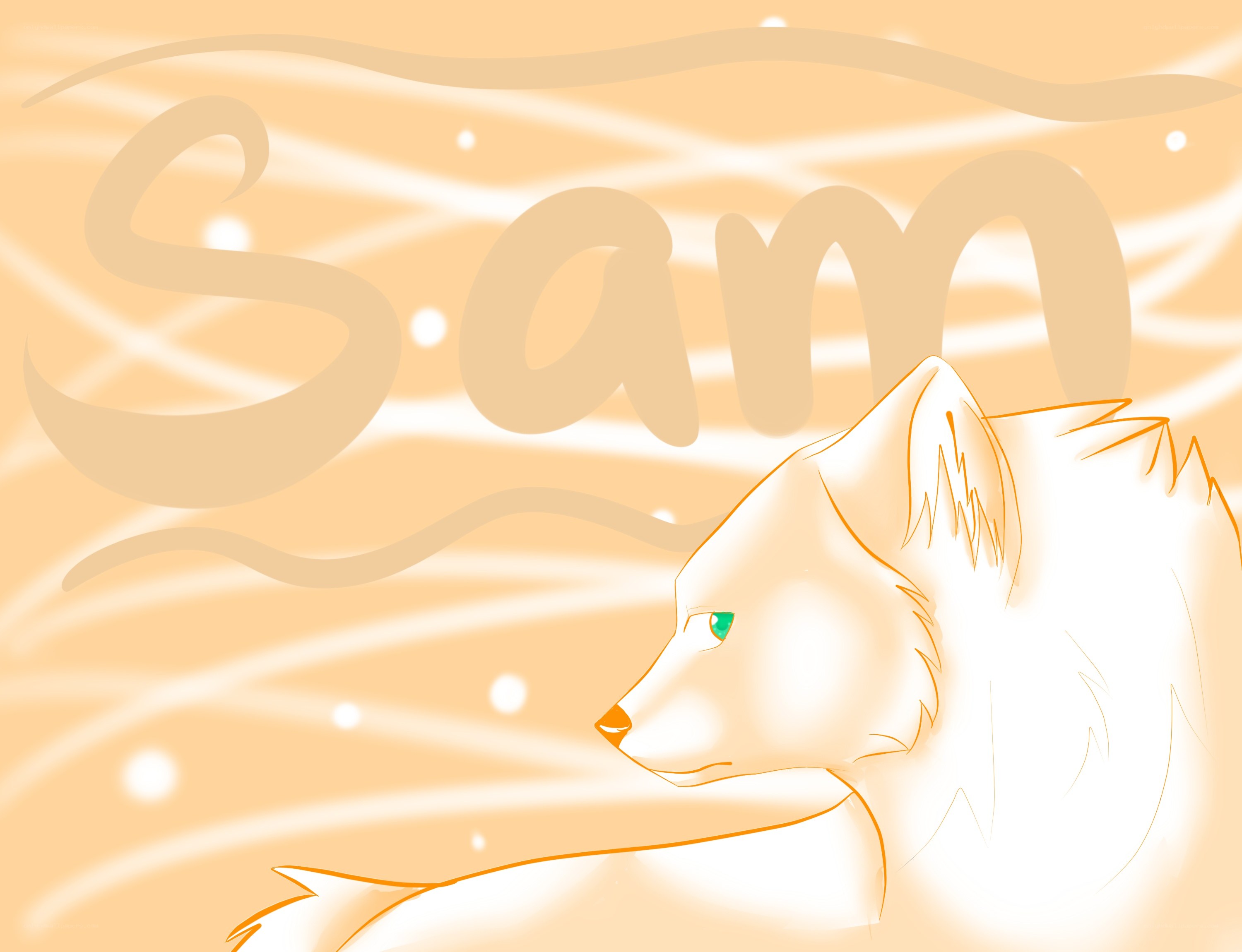 white wolf with green eyes