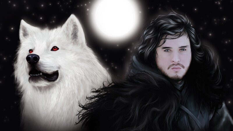 White Wolf with Red Eyes — Black