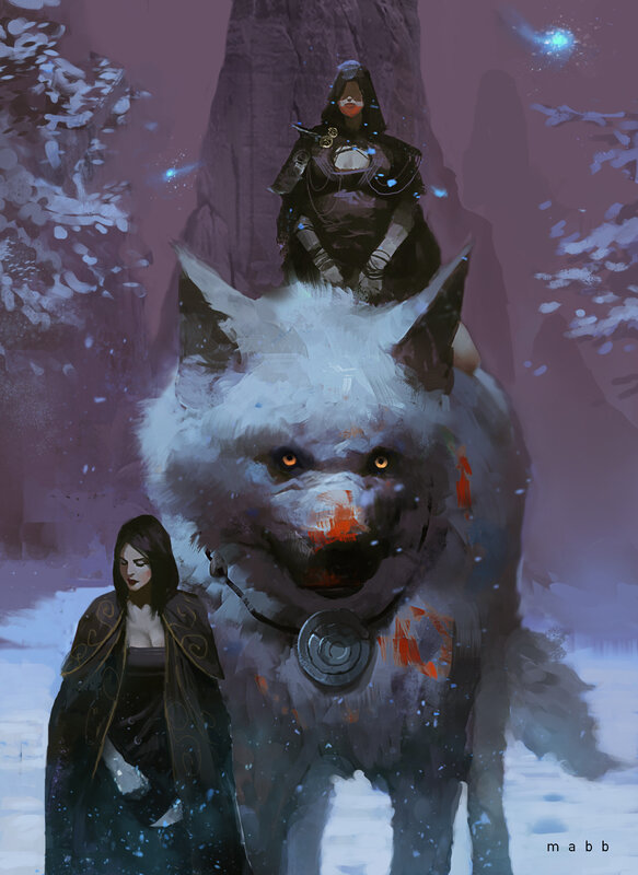 White Wolf with Riders