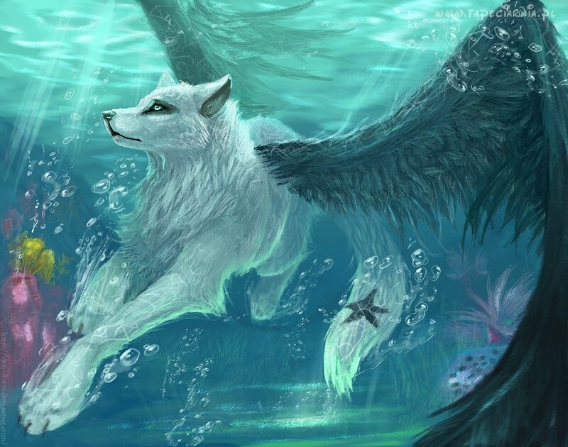 White Wolf with Wings