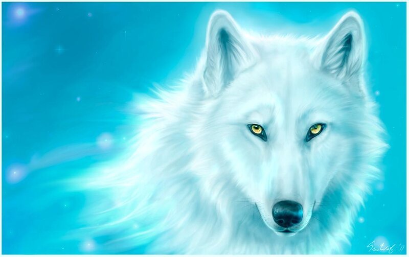 White Wolf with Yellow Eyes
