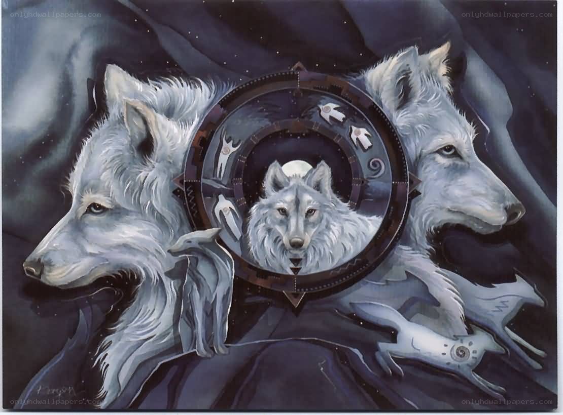 White wolves and celestial circle