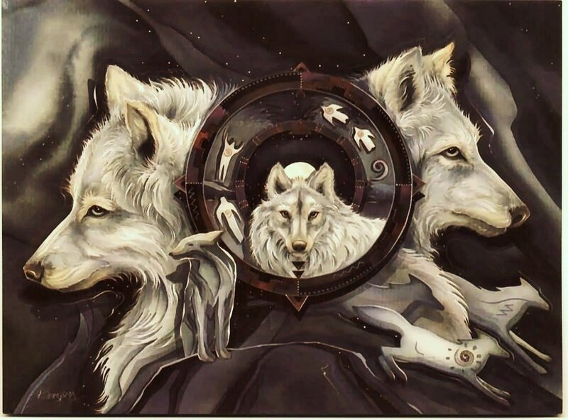 White Wolves in Circle