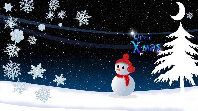 White Xmas snowman scene