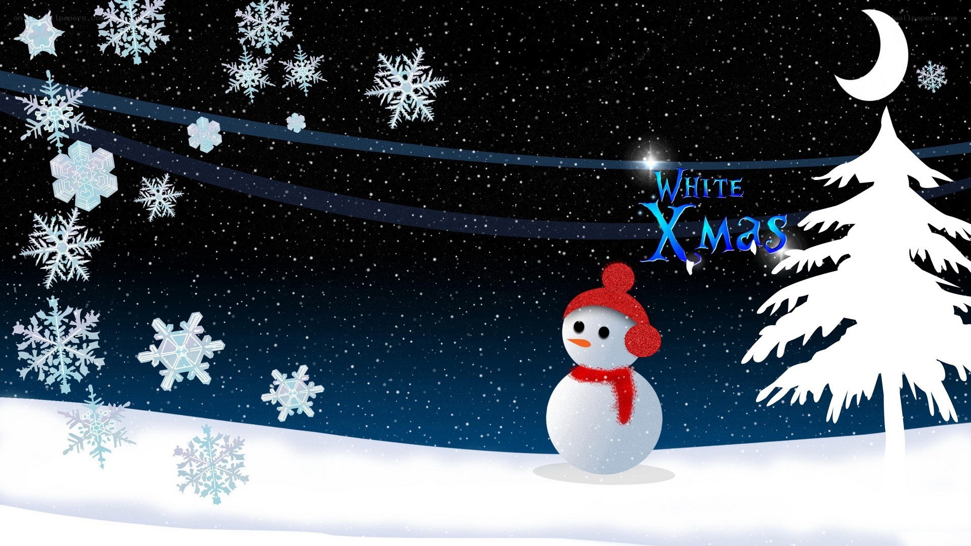 White Xmas snowman scene