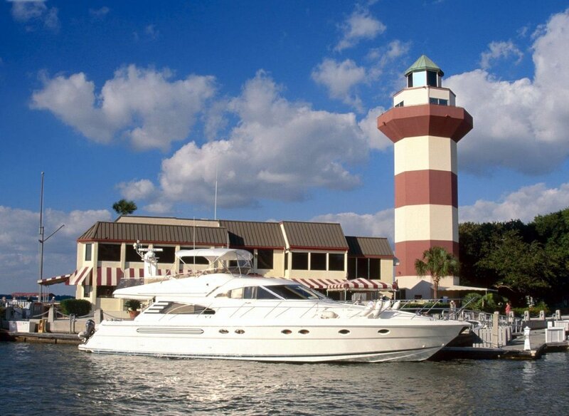 White Yacht at Dock — Blue, Serene