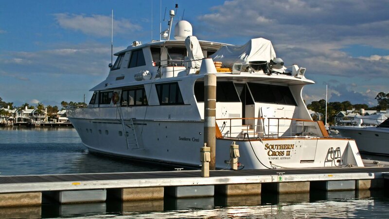White Yacht at Dock — Serene