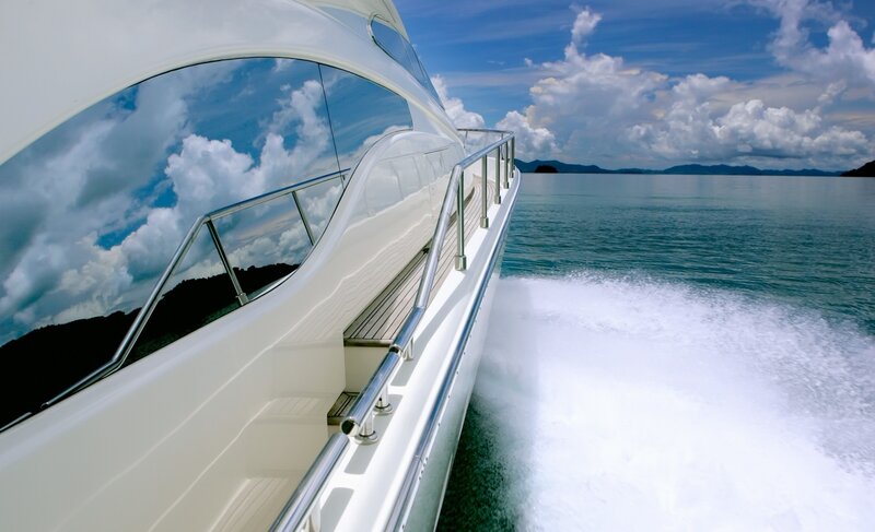 White Yacht on Water — Serene