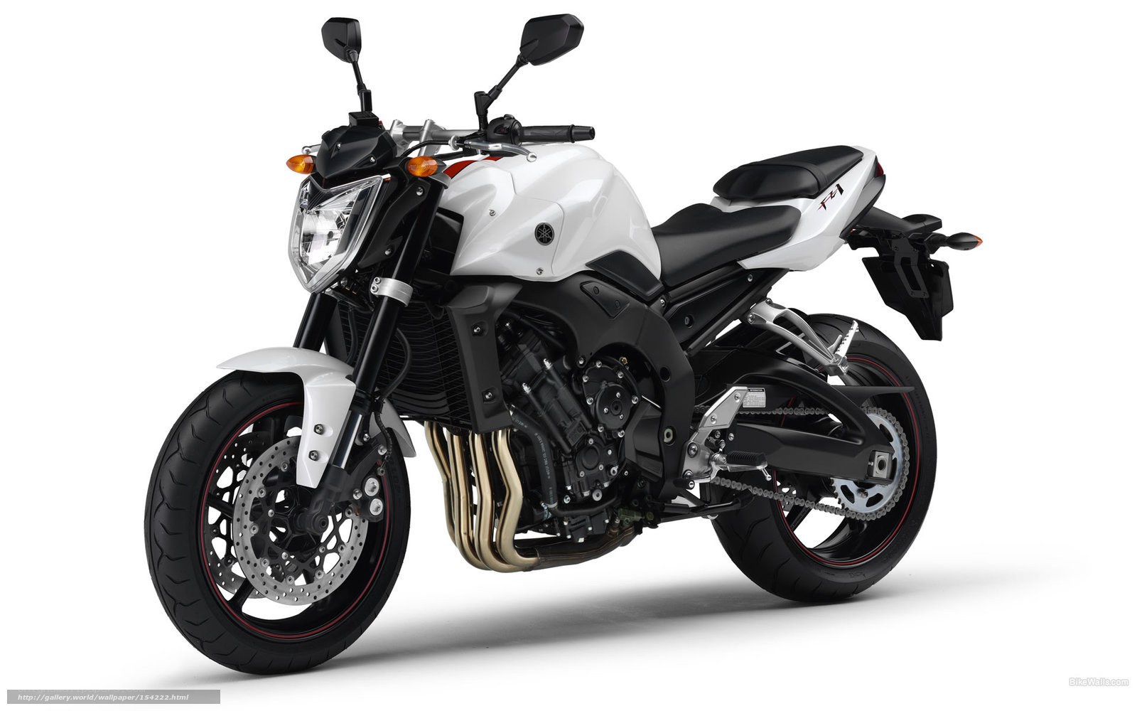 White Yamaha FZ1 motorcycle