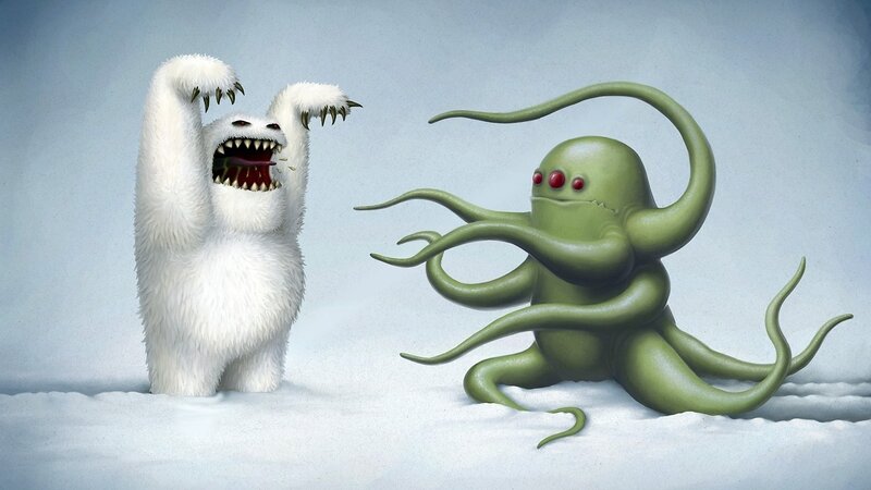 White Yeti and Green Octopus