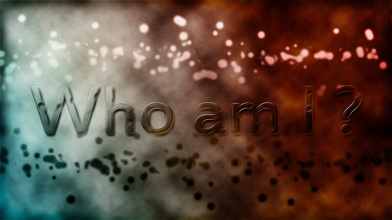 Who am I? text on abstract background
