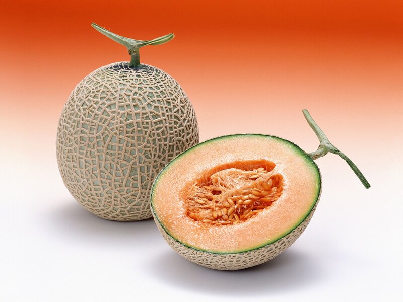 Whole and Halved Cantaloupe — Orange, Neutral