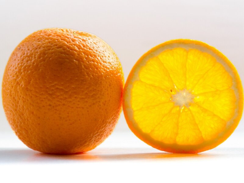 Whole and Sliced Orange