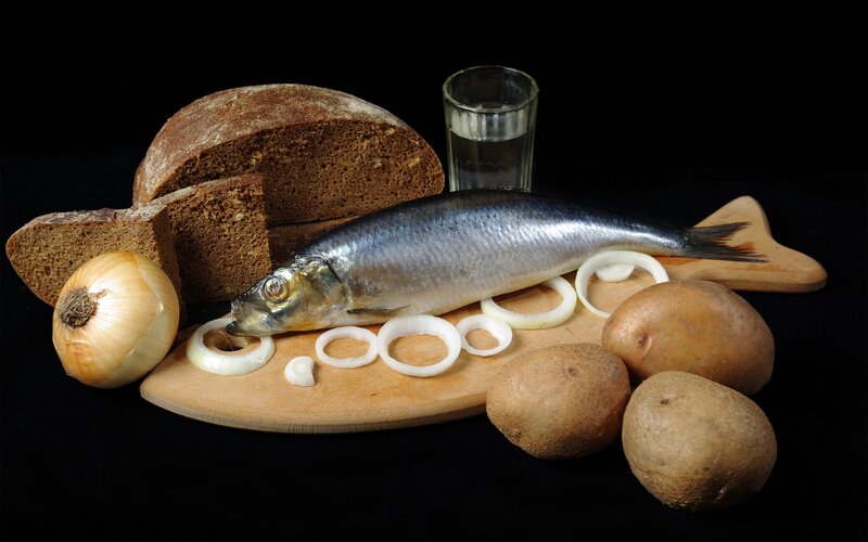 Whole Fish on Cutting Board — Black, Dramatic