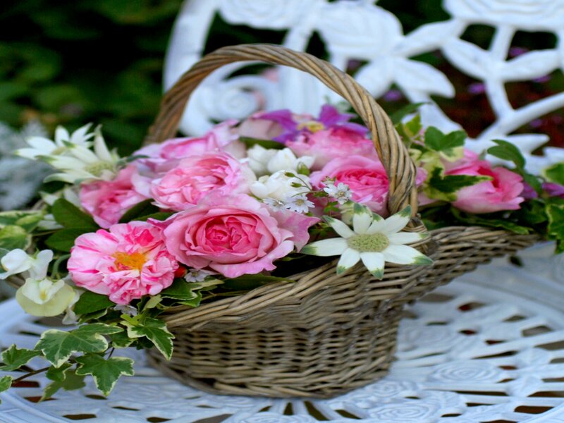 Wicker Basket of Flowers