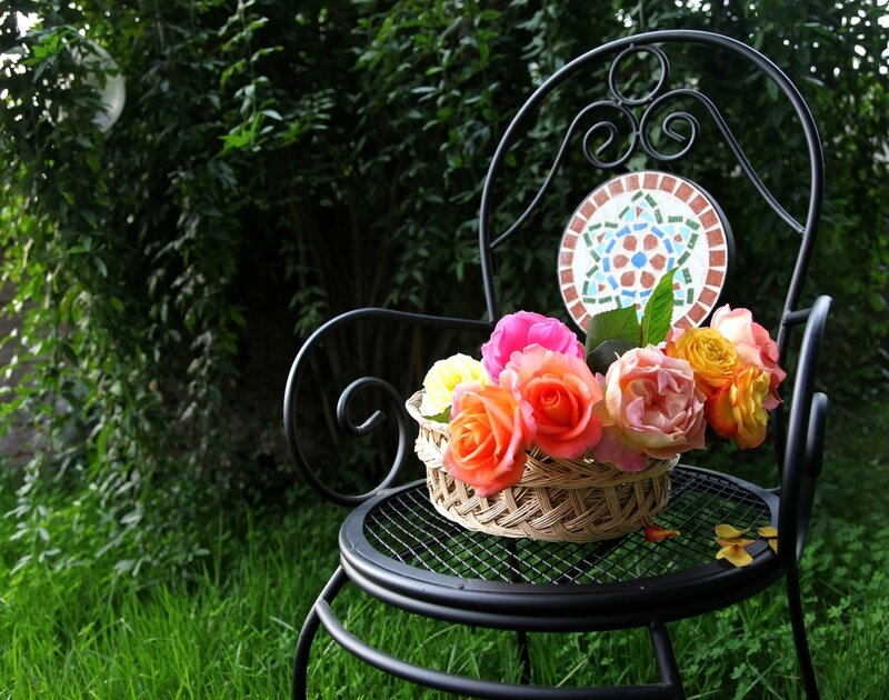 Wicker Basket of Roses