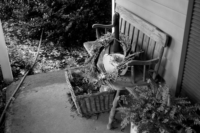 Wicker Basket on Porch
