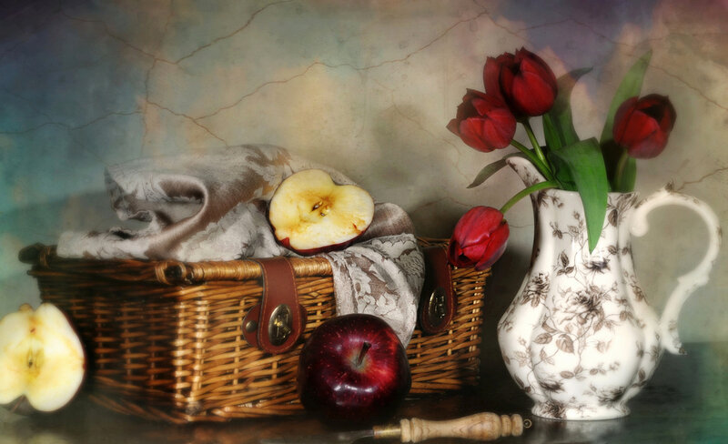 Wicker Basket with Apples