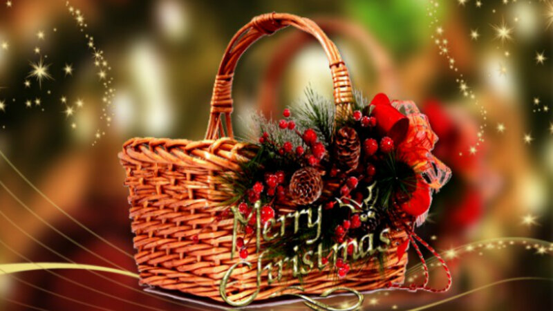 Wicker Basket with Decorations