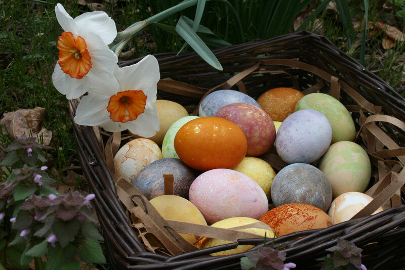 Wicker Basket with Eggs