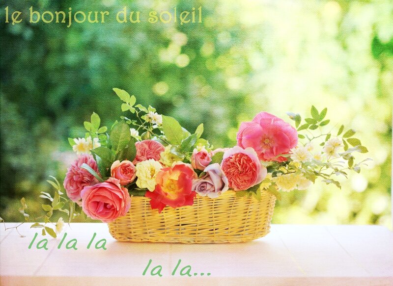 Wicker Basket with Flowers — Green, Serene, Morning