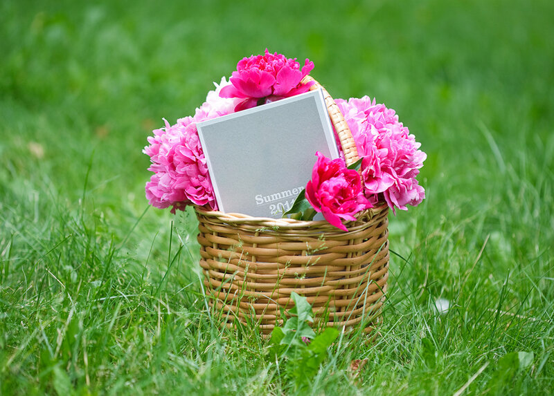 Wicker Basket with Flowers — Green, Serene, Summer