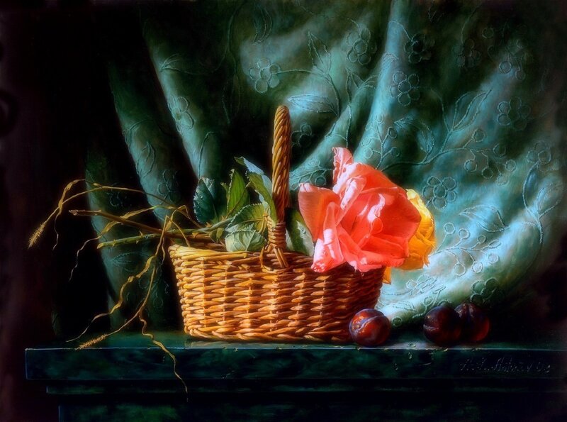 Wicker Basket with Rose