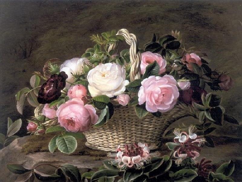 Wicker Basket with Roses