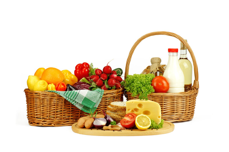 Wicker Baskets with Food