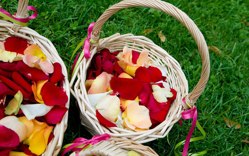 Wicker Baskets with Rose Petals
