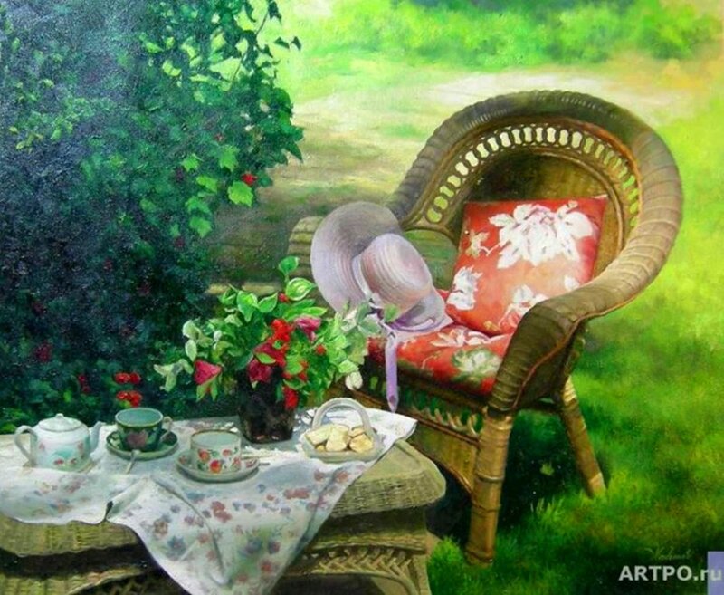 Wicker Chair in Garden