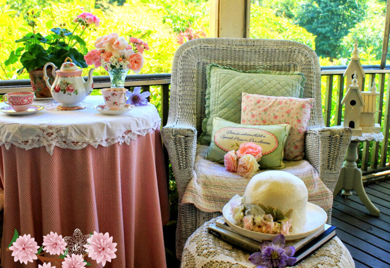 Wicker Chair on Porch — Green
