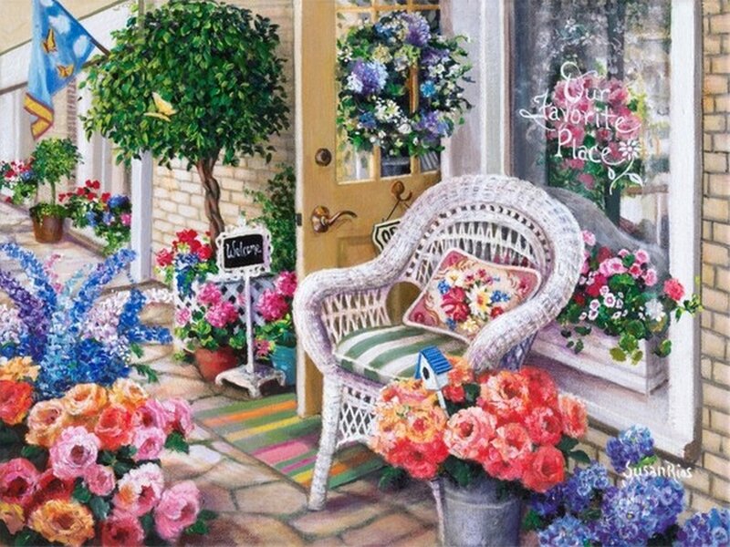 Wicker Chair on Porch